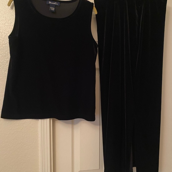 Denim &Co 3 Puce Velvet Tank Jacket Skirt set - Picture 5 of 6